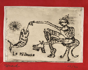 La Pêcheuse, 2008. Gravure au carborundum, 30 x 30 cm.