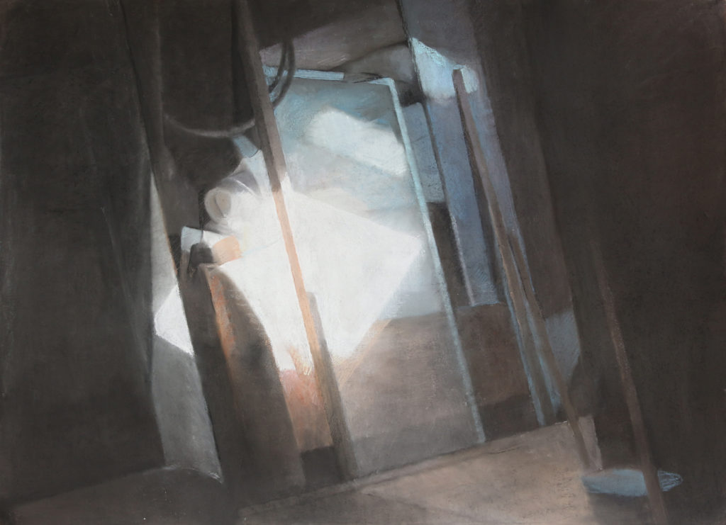 Lumière au fond du grenier, 2019. Pastel sec sur toile, 112 x 82 cm.