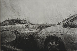 "Passage Pluvieux", 2013. Manière noire sur chine collé, 24 x 36 cm.