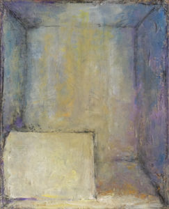 "2021/12 – Forme dans un lieu vide", 2021. Huile sur toile et tissu collé, 100 x 81 cm.