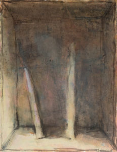 "2020/91 – Lieu avec bâtons", 2020. Techniques mixtes sur papier, 65 x 50 cm.