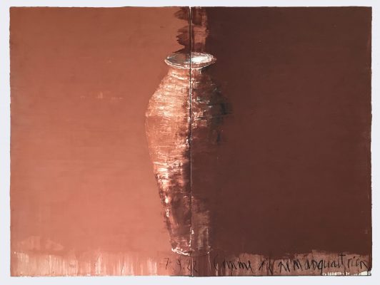 Comme s'il ne manquait rien du 7.9.22, diptyque. Acrylique, poudre de marbre et pigments sur toile, 195 x 260 cm.