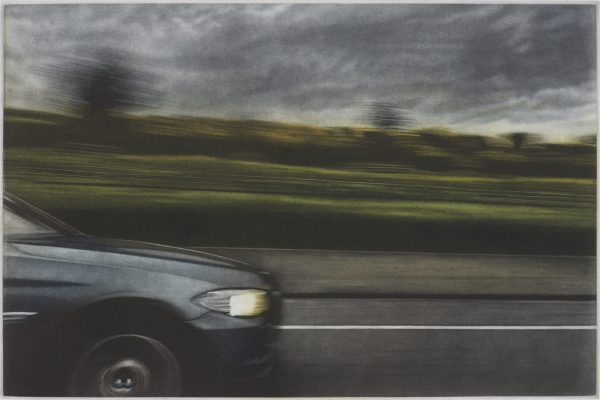 "Route II", 2016. Gravure en manière noire, 20 x 30 cm.