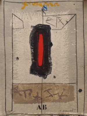 "Construction rouge". Gravure au carborundum, 28 x 38 cm.