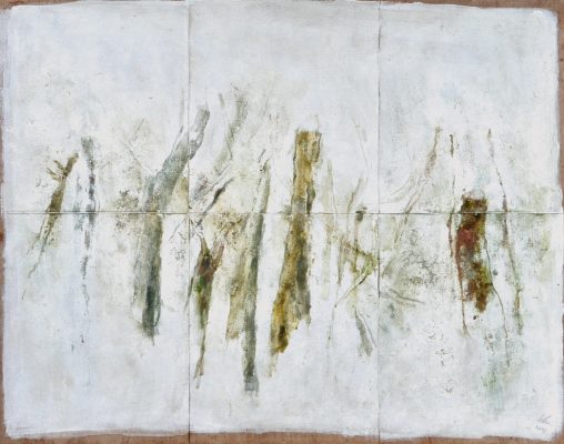 Les forêts, 2023. Tempera sur carte ancienne entoilée, 63 x 78 cm.