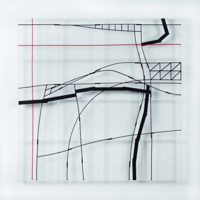 Francis LIMERAT, "PRAVALON", 2019. Bois peint, 98 x 98 cm.