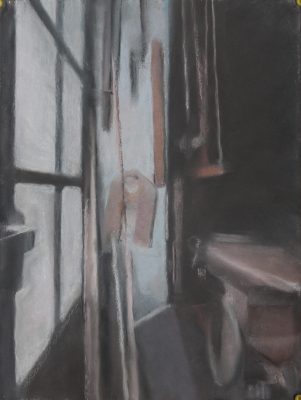 Coin d'atelier (chez Claude) 3, 2021. Pastel sur papier, 44 x 33 cm.