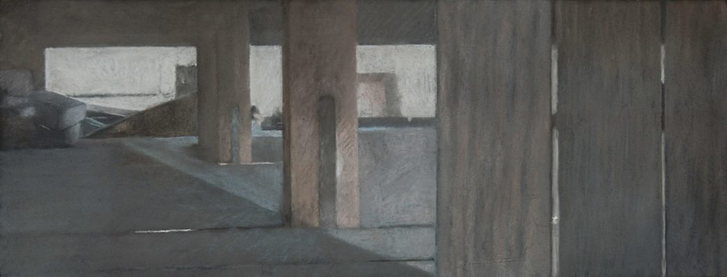 Le grenier de Théotime (3), 2021. Pastel sur toile, 29 x 76 cm.