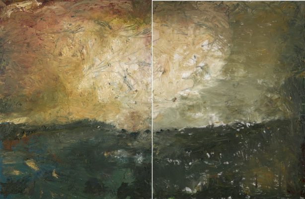 2023/6 – Ciel et sol en mouvement (diptyque), 2023. Huile sur toile, 116 x 178 cm. ©Bertand Hugues