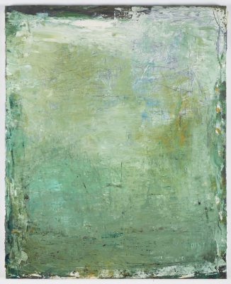 Marc RONET, « Paysage vert vertical », 2015. Huile sur toile, 100 x 81 cm.  ©bertrandhugues