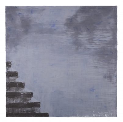 Jean Pierre Schneider,  « Le quai du 25 nov 19 » , 2019. Acrylique et pigments, 150 x 150 cm.