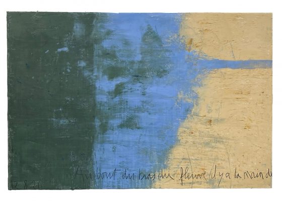 Jean Pierre SCHNEIDER, "L’estuaire du 12.8.20", 2020.
Acrylique, poudre de marbre et pigments, 130 x 195 cm.