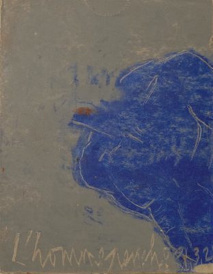 "L’homme penché du 21.3.21", 2021. Acrylique, poudre de marbre et pigments, 19 x 14,5 cm.