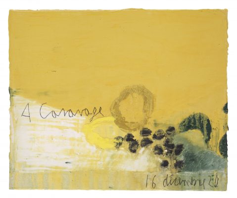 "A CARAVAGE, le 16 décembre 20", 2022. Acrylique, poudre de marbre et pigments, 39 x 46 cm.