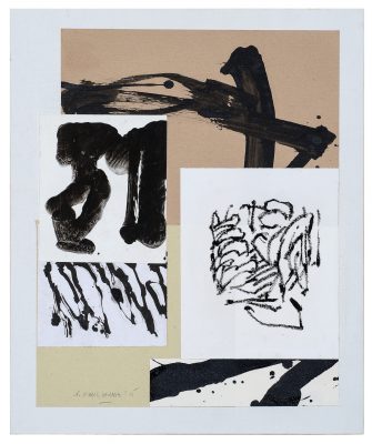 "Ramures – Carton N°4", 2016. Acrylique, crayon gras et collage sur carton entoilé, 45,8 x 37,7 cm.