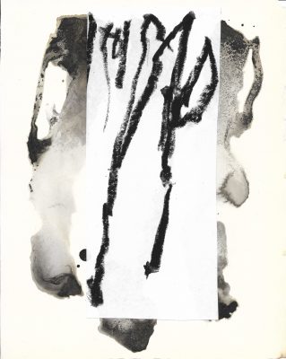 "Retours d'echos III", 2020. Technique mixte et collage, 22 x 17 cm.