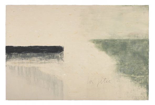 Jean Pierre Schneider,  « La jetée du 17.1.20 » , 2020. Acrylique et pigments, 130 x 195 cm.
