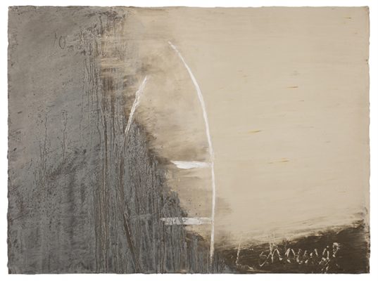Jean Pierre Schneider,  « Échouage du 23 mars 2019 » , 2019. Acrylique et pigments, 97 x 130 cm.