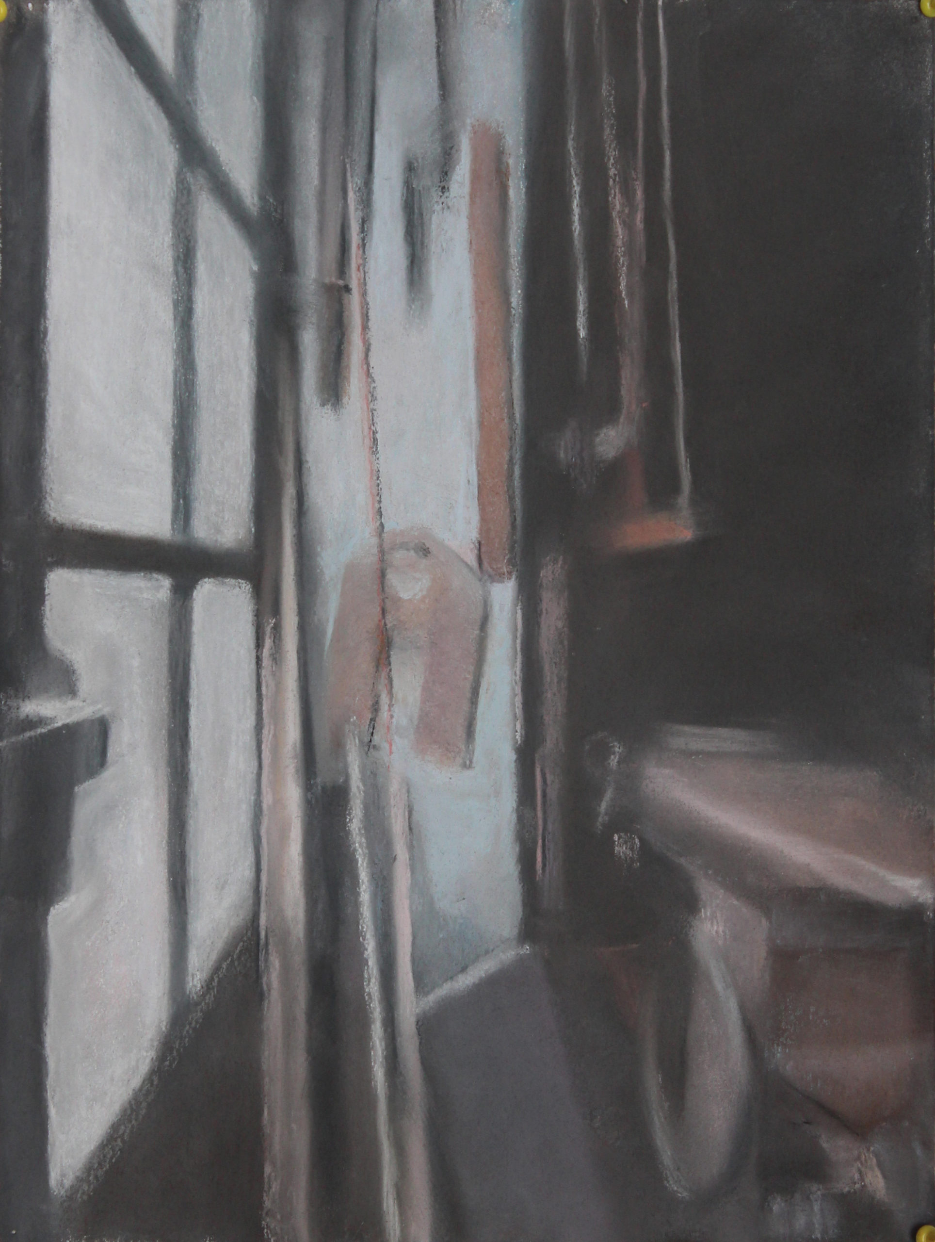 Coin d'atelier (chez Claude) 3, 2021. Pastel sur papier, 44 x 33 cm.