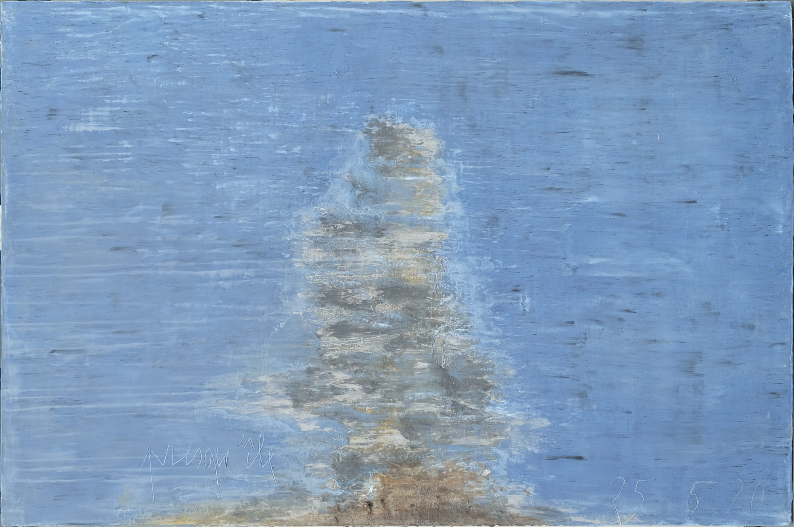 "Presqu’île du 25.5.20", 2020. Acrylique, poudre de marbre et pigments, 130 x 195 cm.