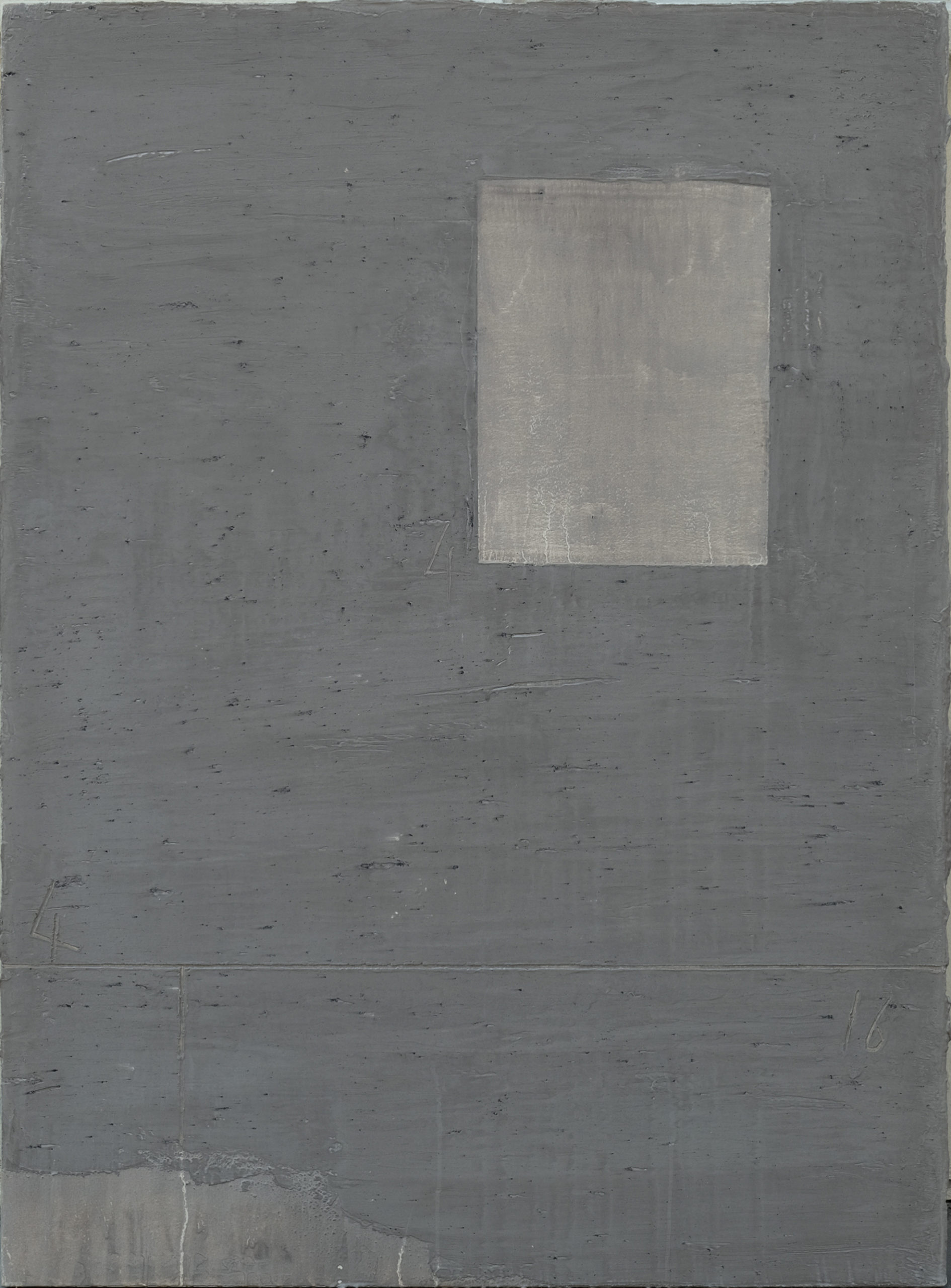 "La véduta du 4.4.16", 2016. Acrylique, poudre de marbre et pigments, 130 x 97 cm.