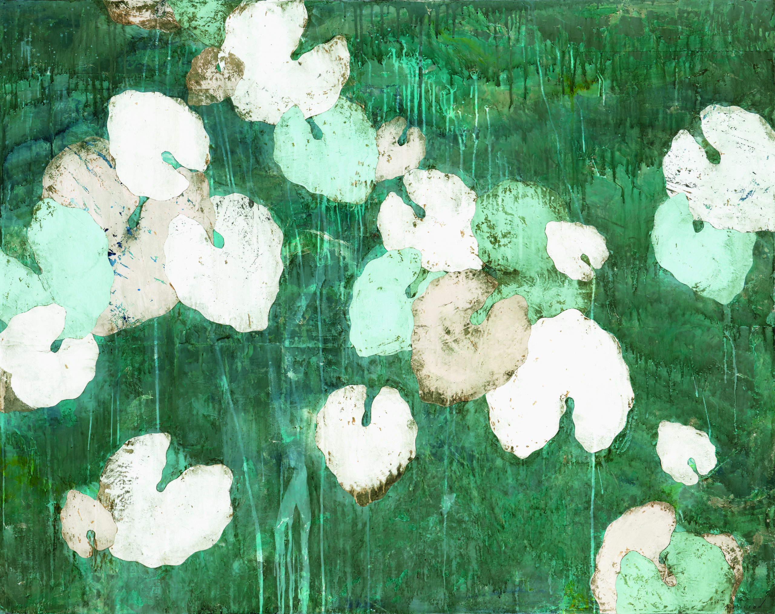 "Les eaux douces 2", 2022. Technique mixte sur toile, 116 x 146 cm.