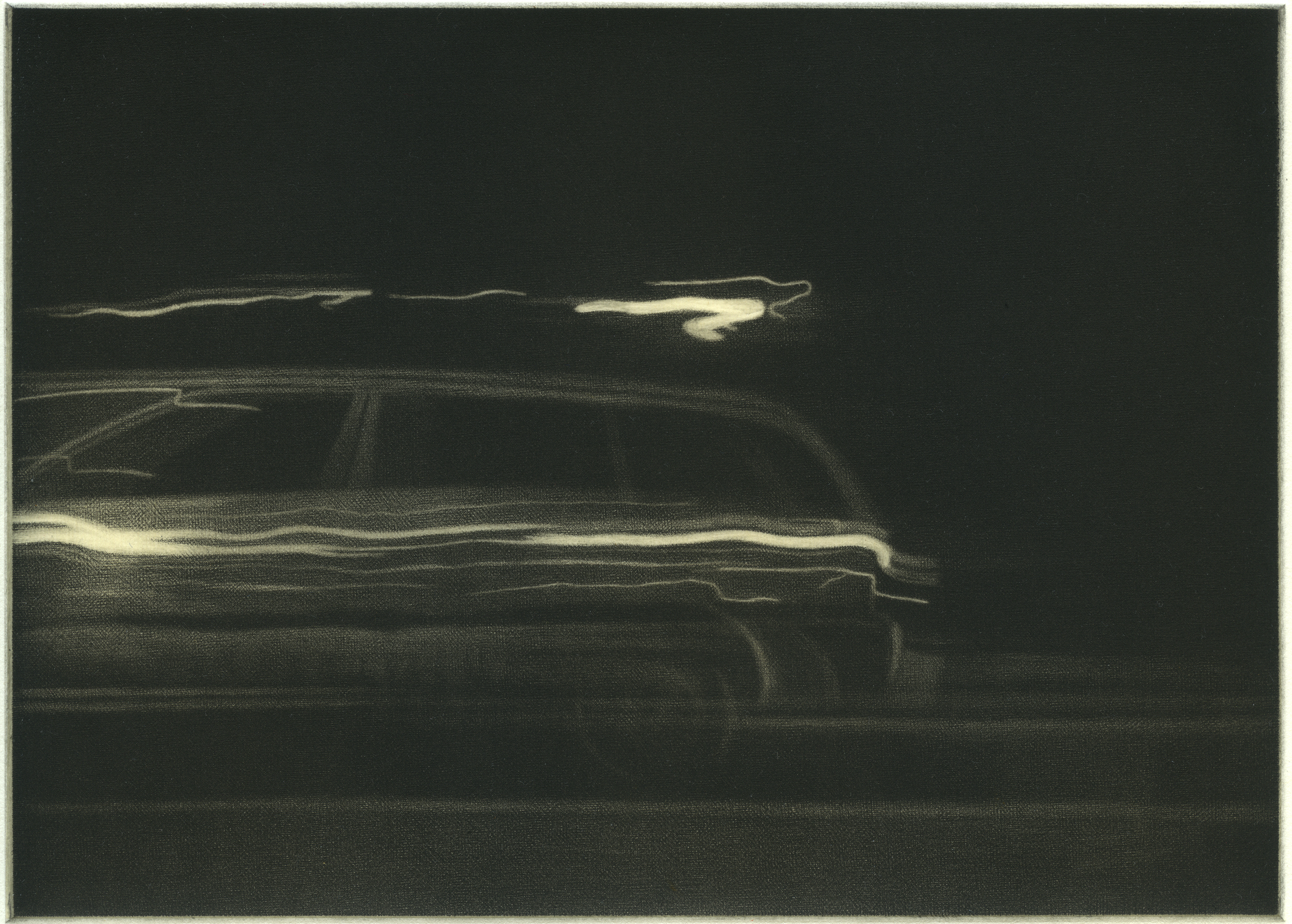 "Autoroute VII", 2007. Manière noire sur chine collé, 15 x 21 cm.