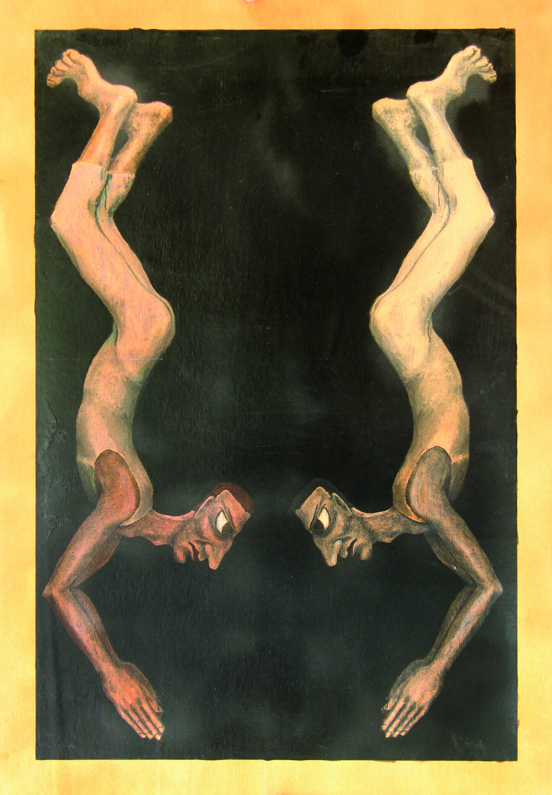 "Le plongeon d'Héraclite". Dessin original sur papier craft, 101 x 101 cm.