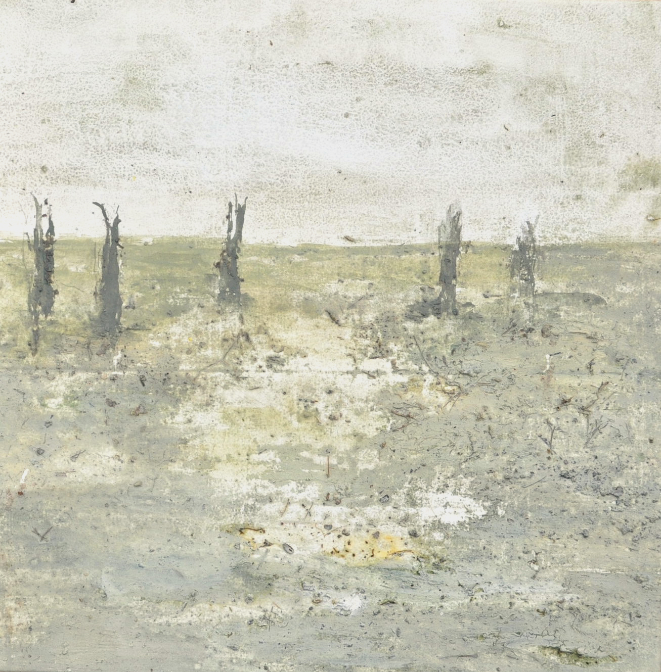 Le grand pré, 2024. Technique mixte sur toile, 30 x 30 cm.