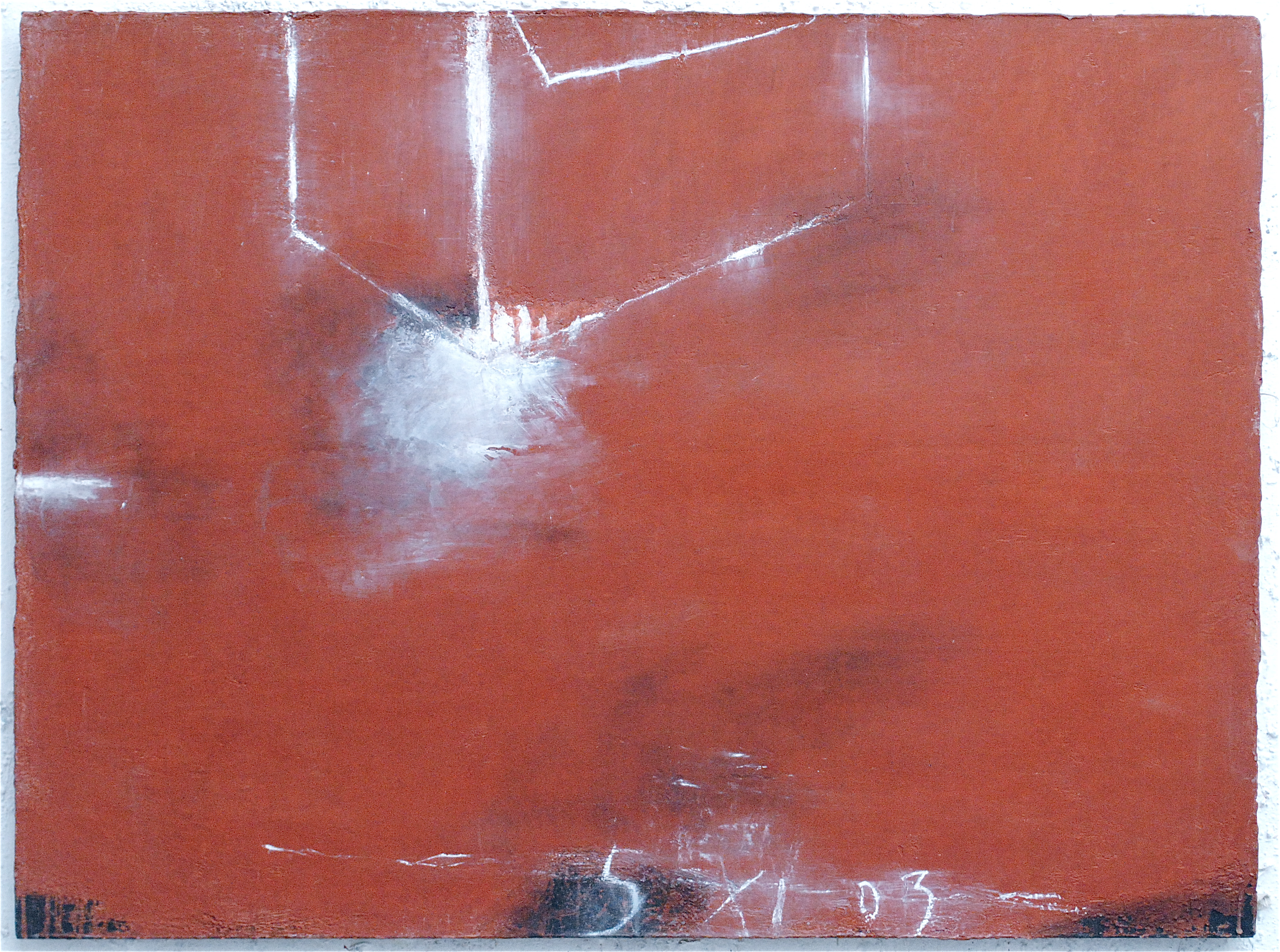 Les cartons du 5 XI 03, acrylique et poudre de marbre, 97 x 130 cm