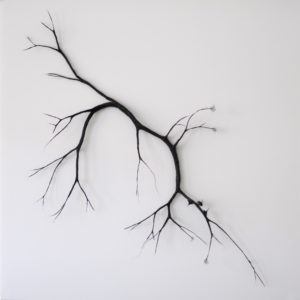 Arbre de poussière 3, 2022, Laine d’acier inoxydable, encre